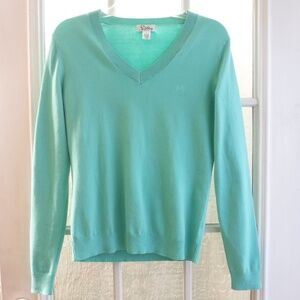 Lilly Pulitzer Turquoise Blue V-Neck Long sleeve Knit Top